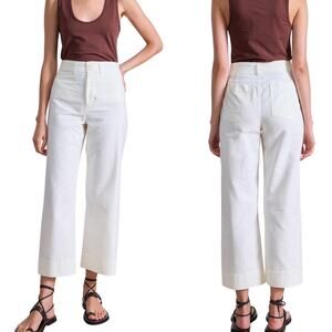 Apiece Apart Cropped High-rise Wide-leg Classic Merida Pants In Cream size 4